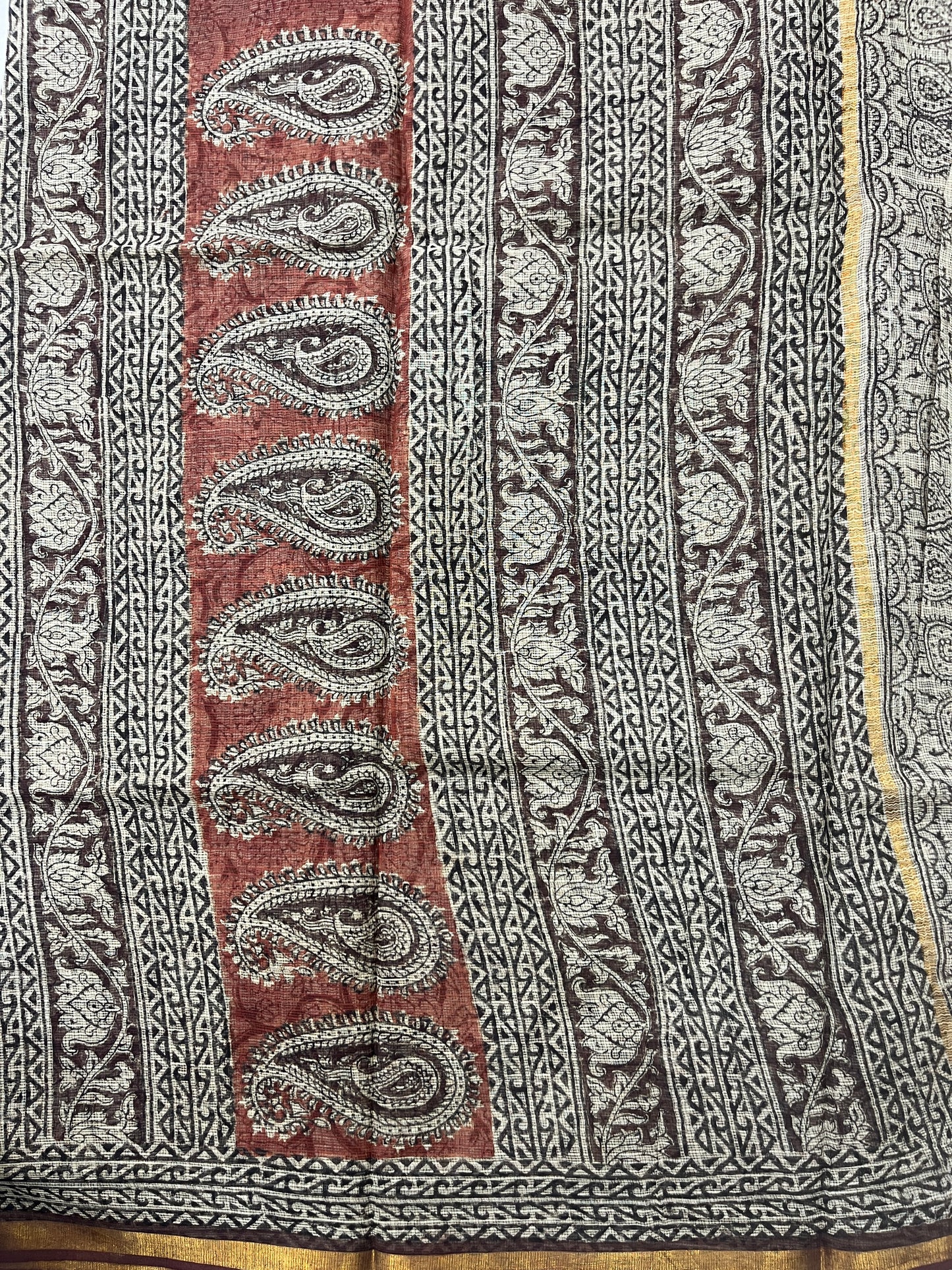 Kalamkari Hand block printed Kota Doriya Saree