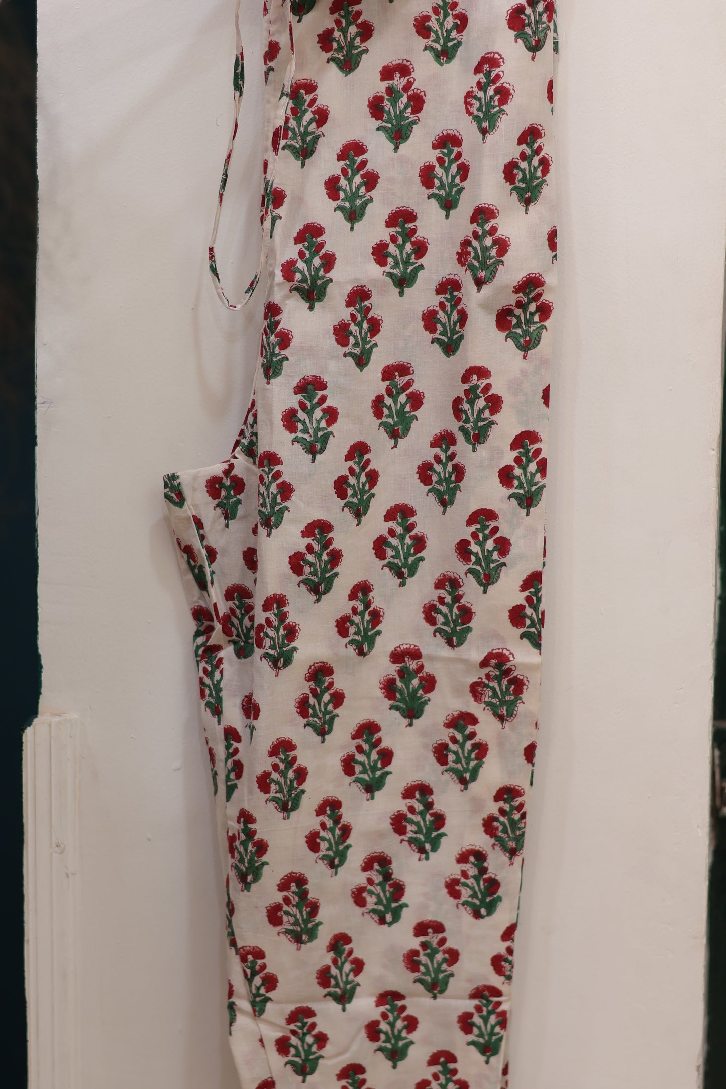 Yellow Handblock printed kota 3 piece suit (stitched)