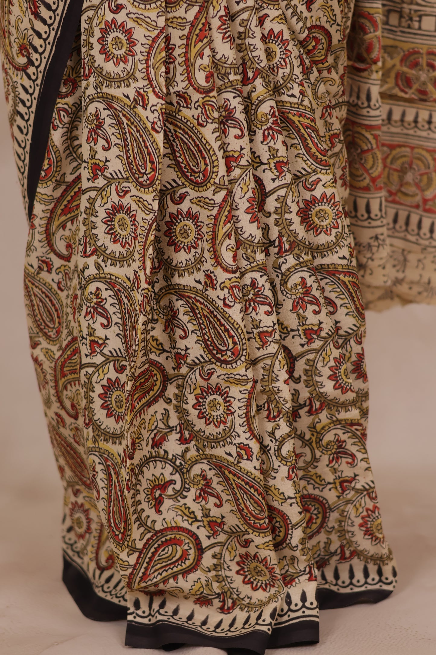 Hand Block Printed Kalamkari Chennur Silk Saree