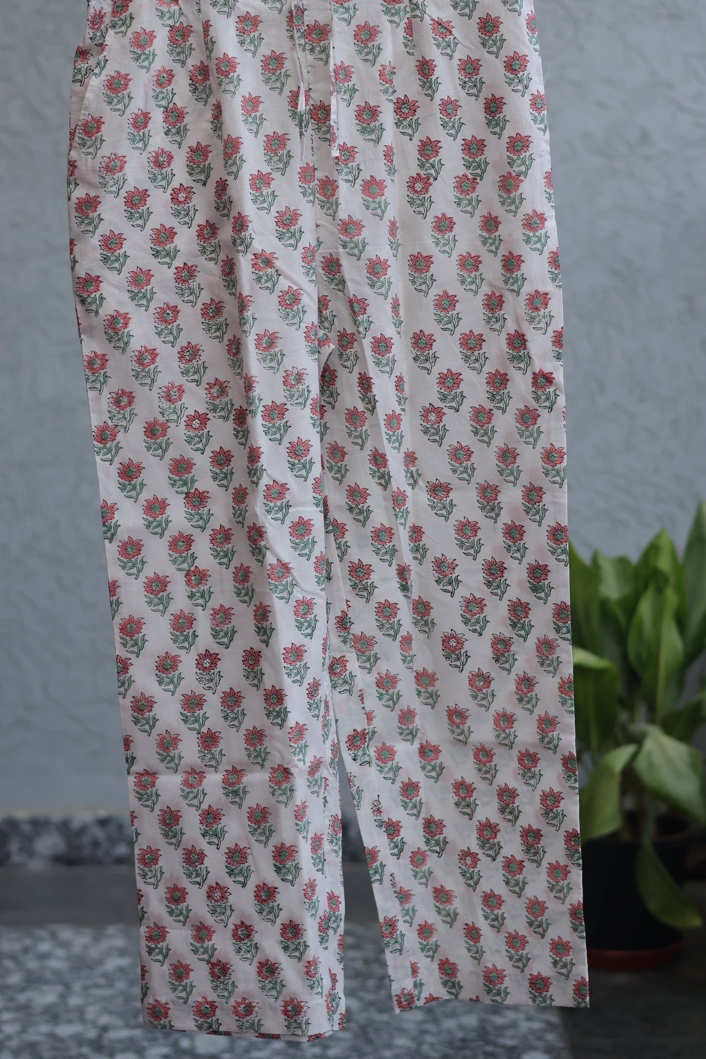 Pista Handblock printed Pure Mul Cotton with Kota Doria Duppata 3 piece suit (stitched)