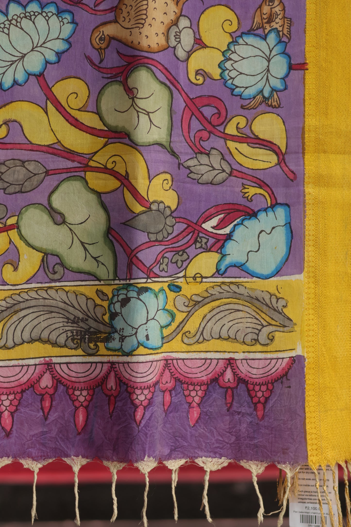 Lavender Pen Kalamkari chennur silk duppata