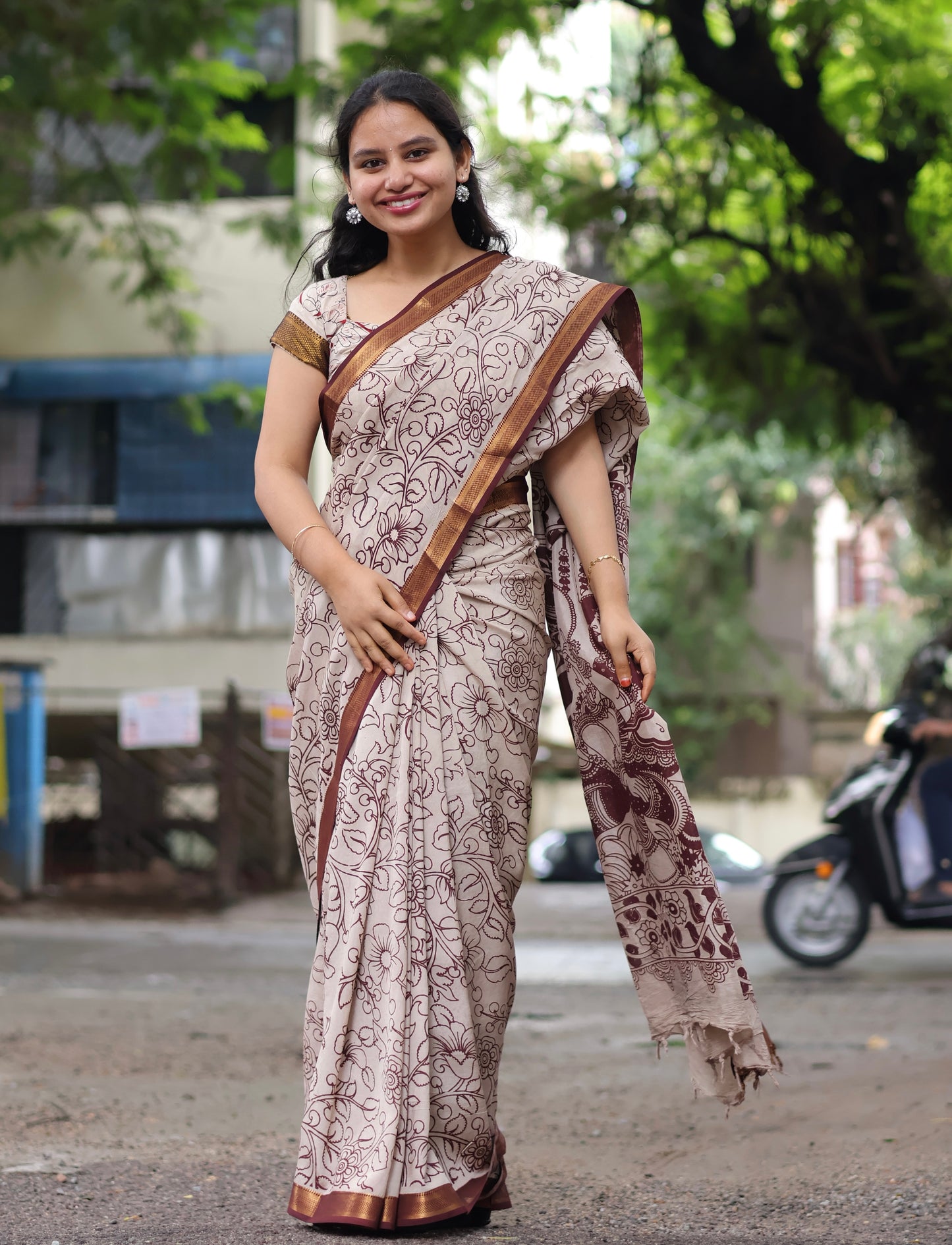 Nizam Border Kalamkari Silk Sare