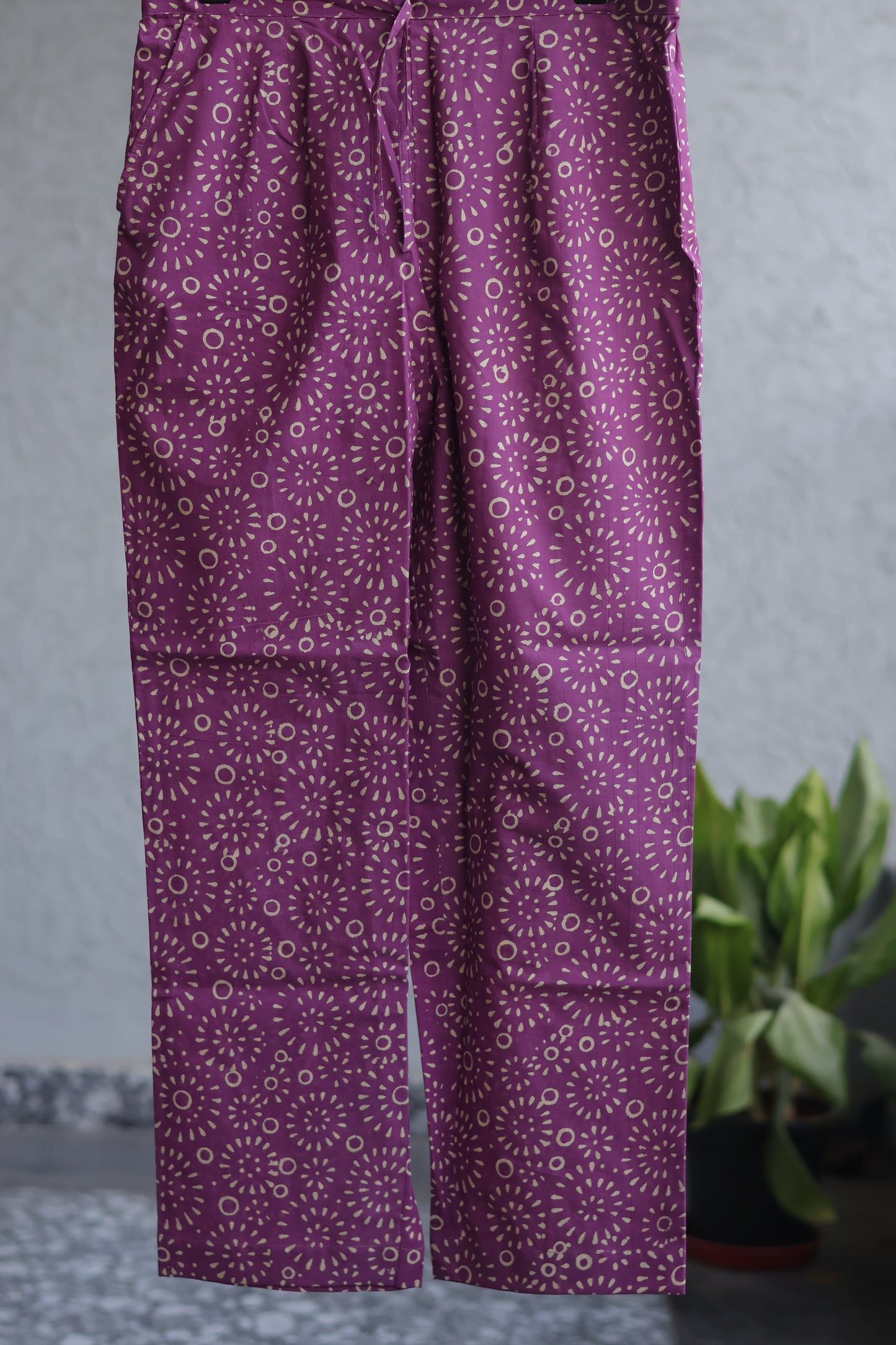 Purple Handblock printed Pure Mul Cotton with Kota Doria Duppata 3 piece suit (stitched)