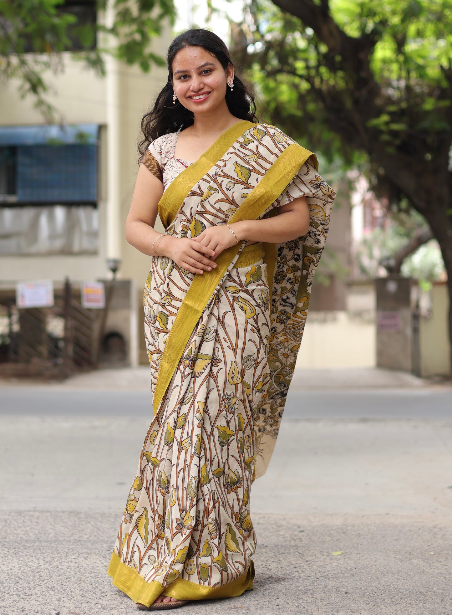 Nizam Border Kalamkari Silk Sare