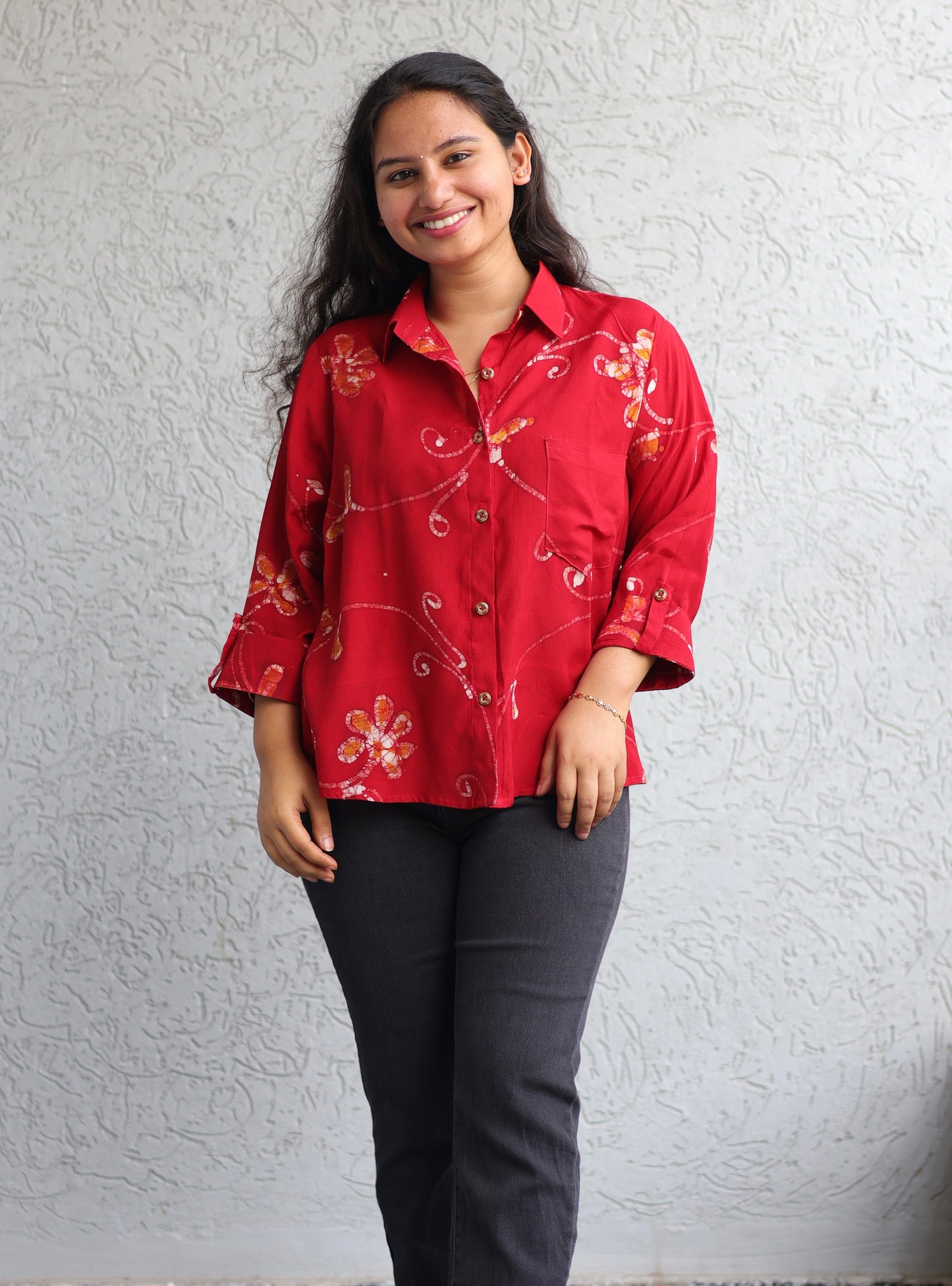 Red Batik print shirt