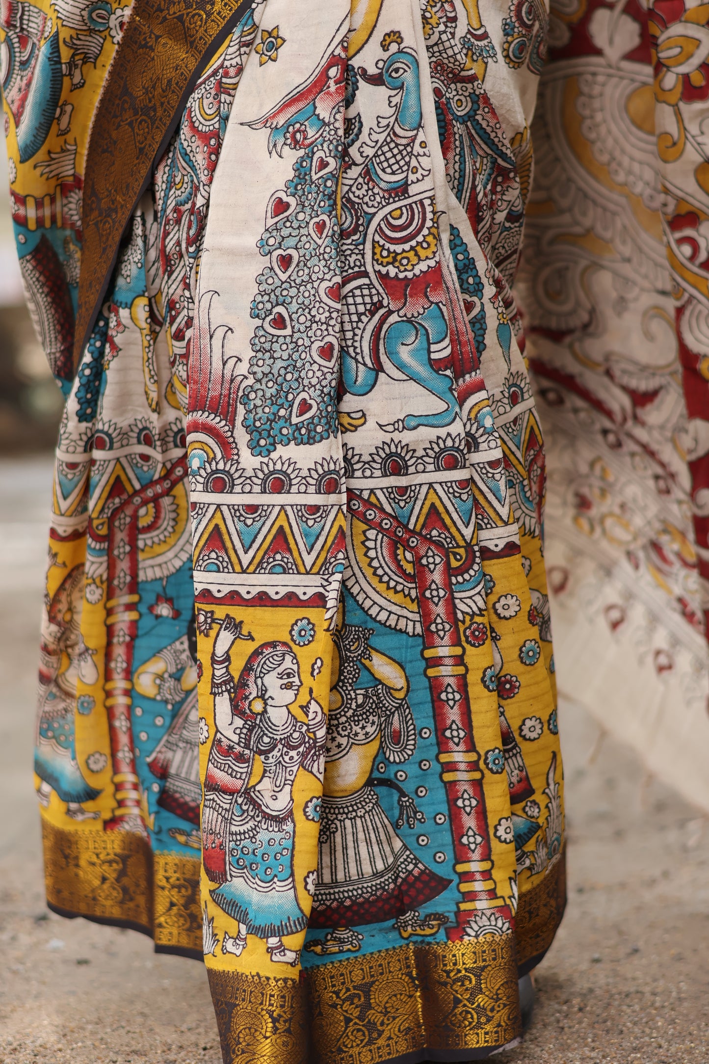 Kanchi Border Kalamkari Chennur Silk Saree