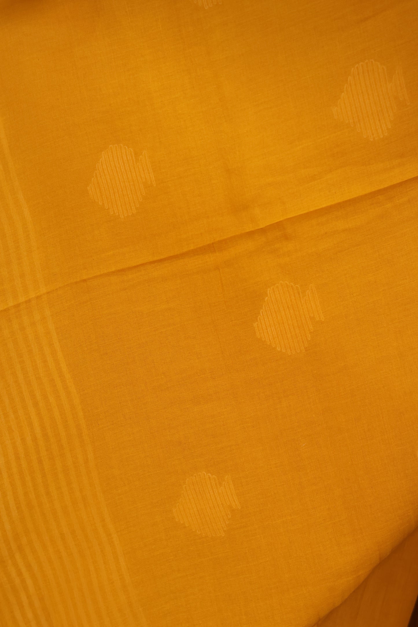 Mustard Pure Handwoven Malai Cotton Saree with Butta Weaving