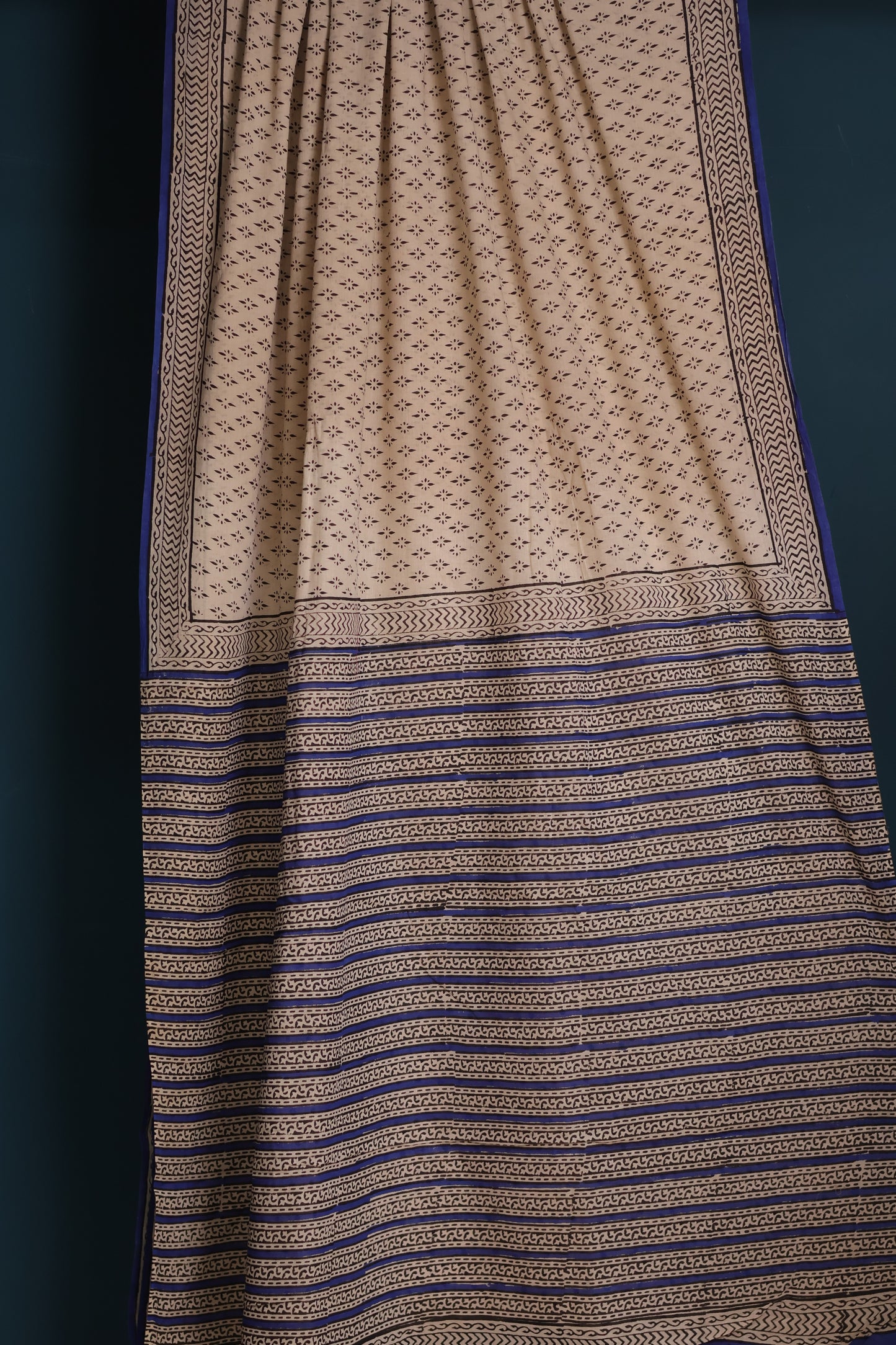 Bagru Handblock printed MulMul cotton saree