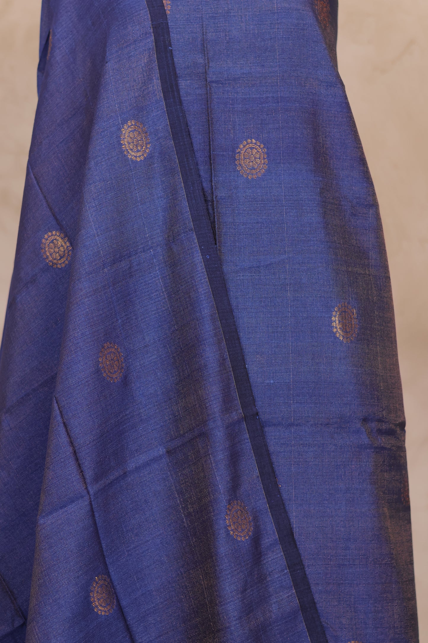 Blue Handwoven Jamdhani weaving Tissue Linen 2 piece suit sets | Looms & Tassels