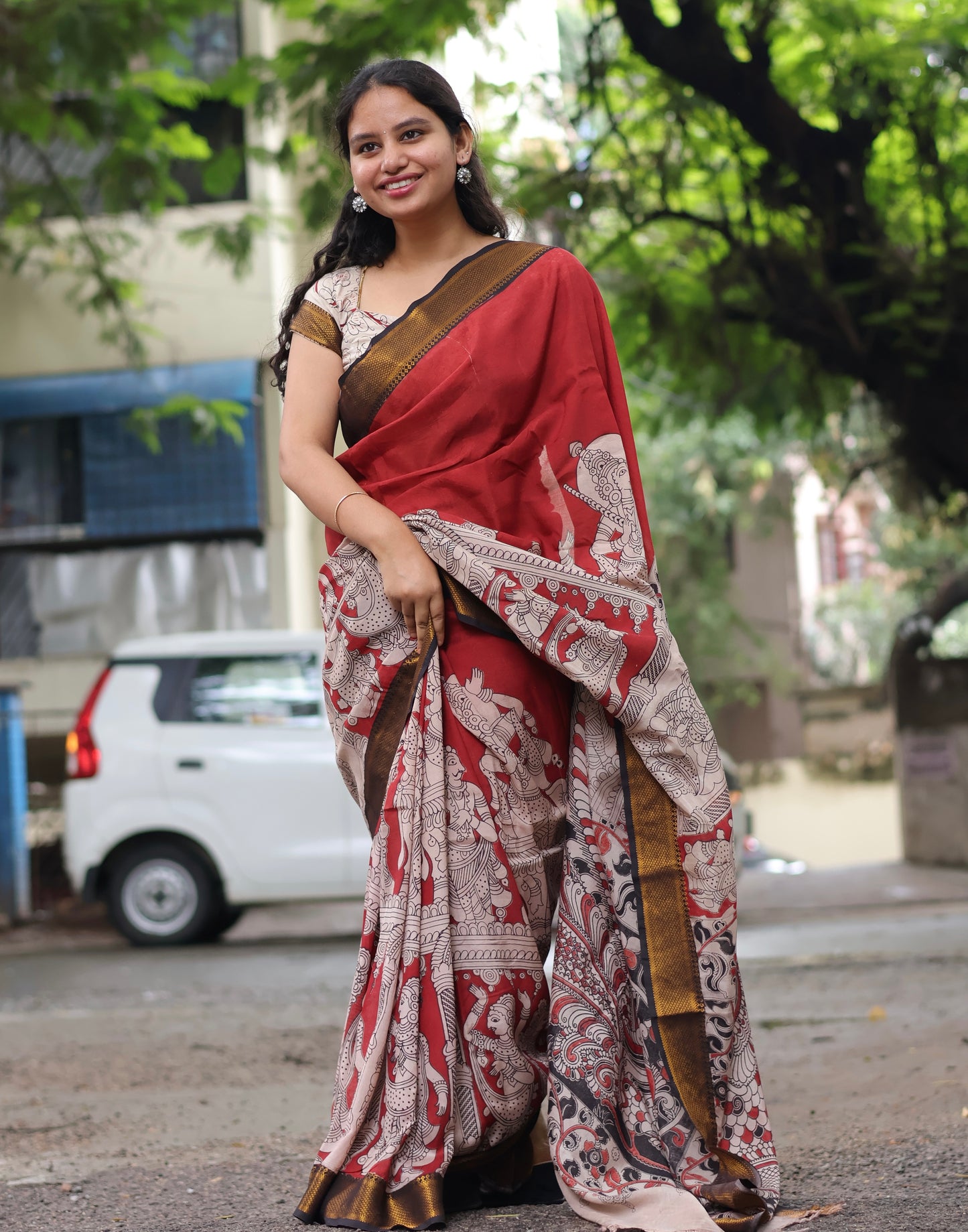 Nizam Border Kalamkari Silk Sare