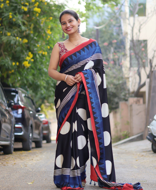 Ajrakh Modal Silk Saree