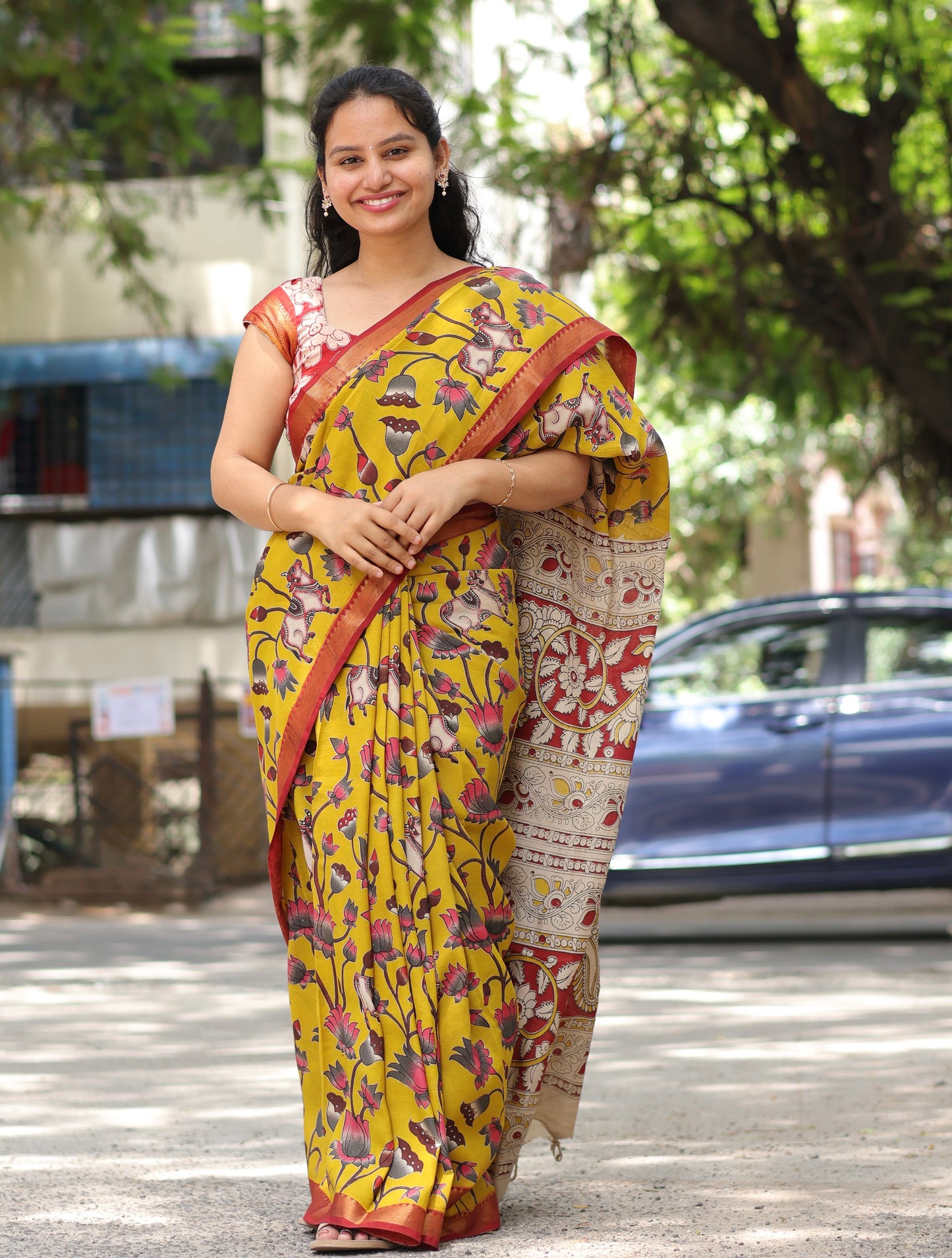 Nizam Border Kalamkari Silk Sare