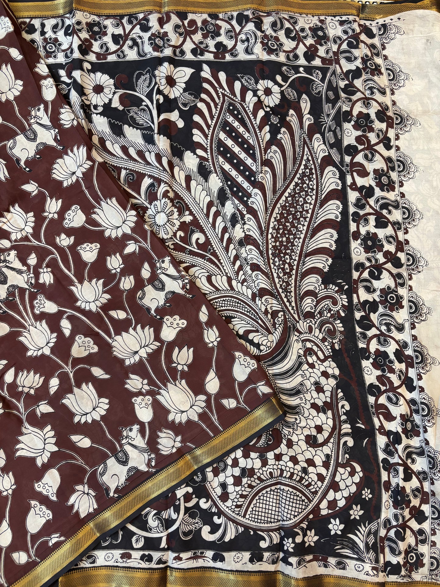 pichwai Nizam Border Kalamkari Silk Saree