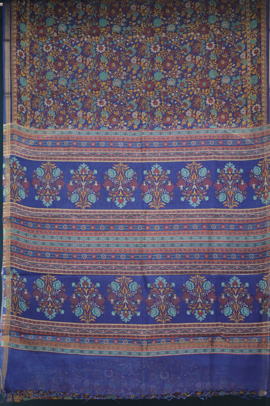 Blue Digital printed Kota Doria Saree