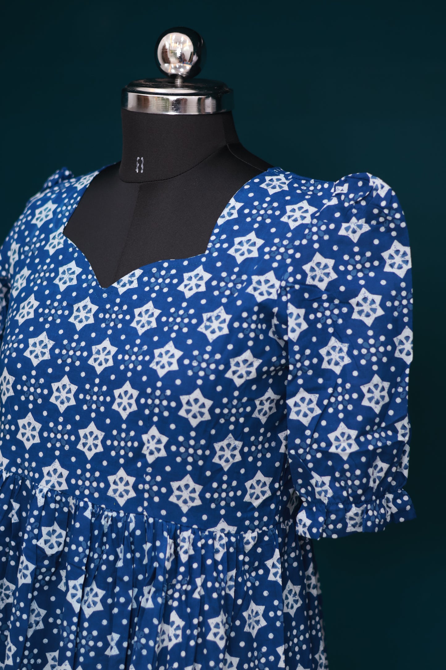 Indigo bagru pure cotton frock