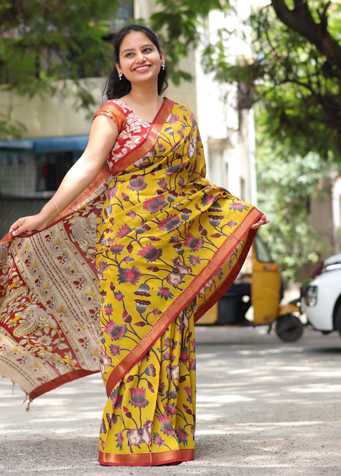 Nizam Border Kalamkari Silk Sare
