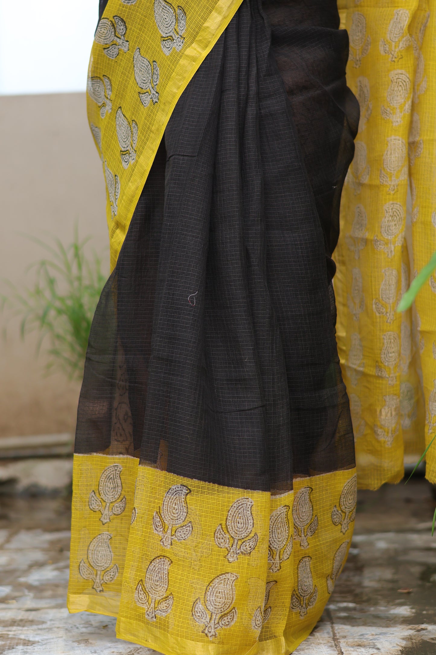 Bagru Hand block printed Kota Doriya Saree