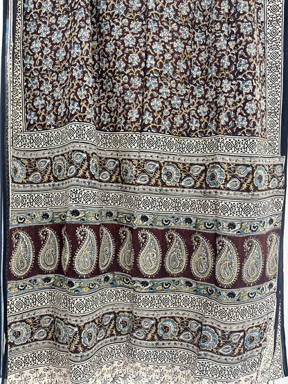 Hand block printed Kalamkari Silk Saree