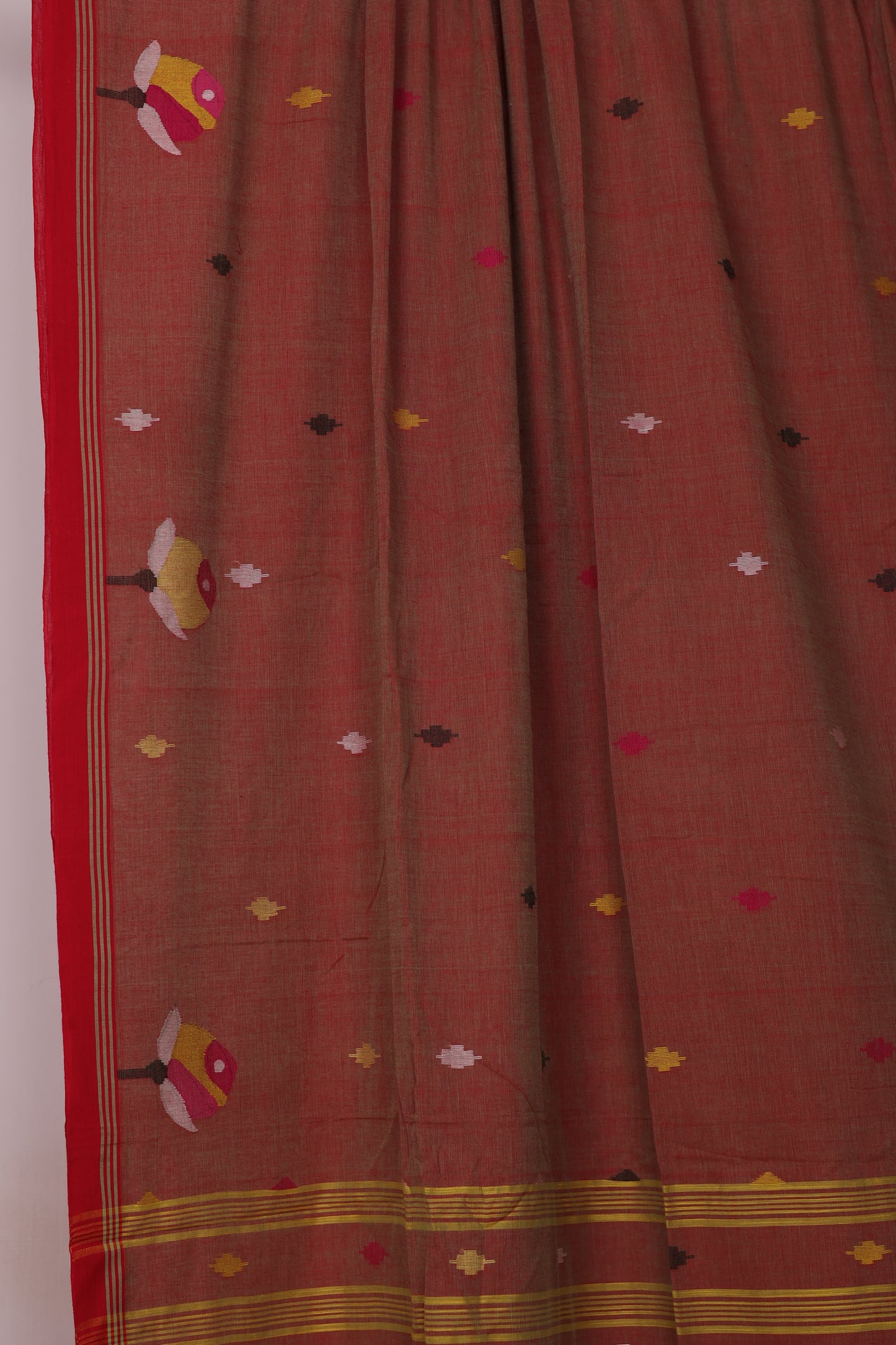 Dual Shade Pure Handwoven Jamdhani Malai Cotton Saree