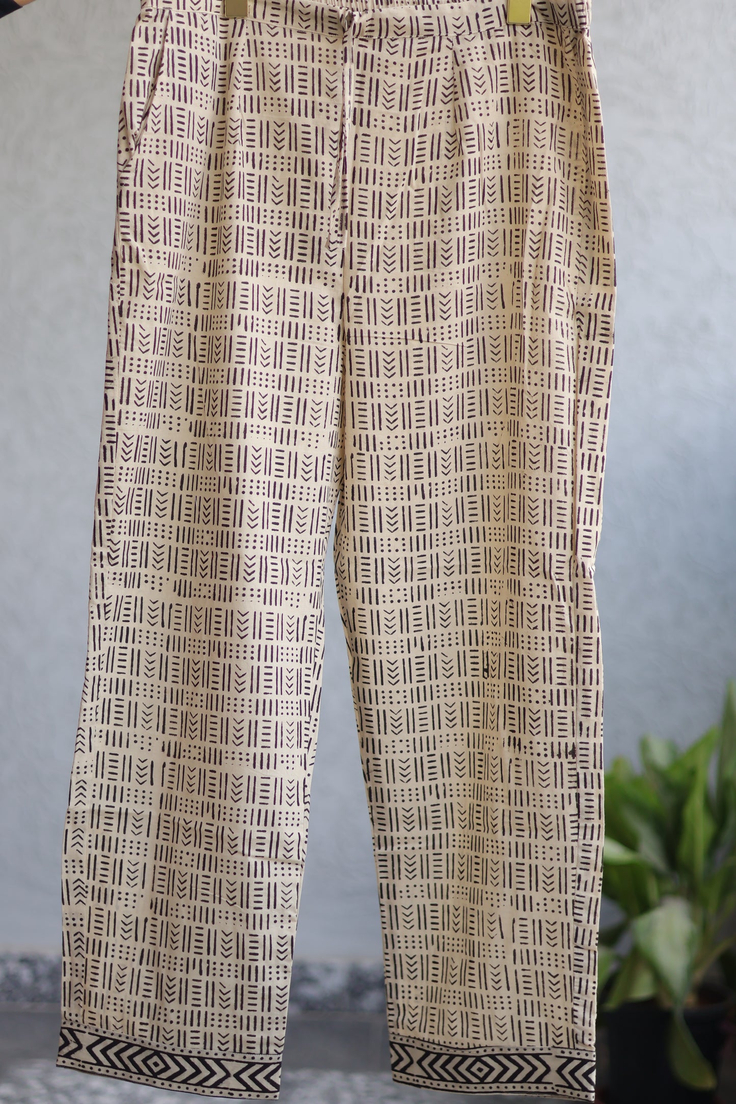 Black Handblock printed kota 3 piece suit (stitched)