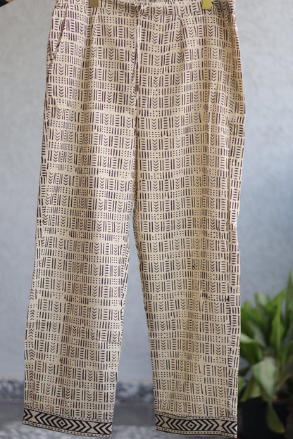 Black Handblock printed kota 3 piece suit (stitched)