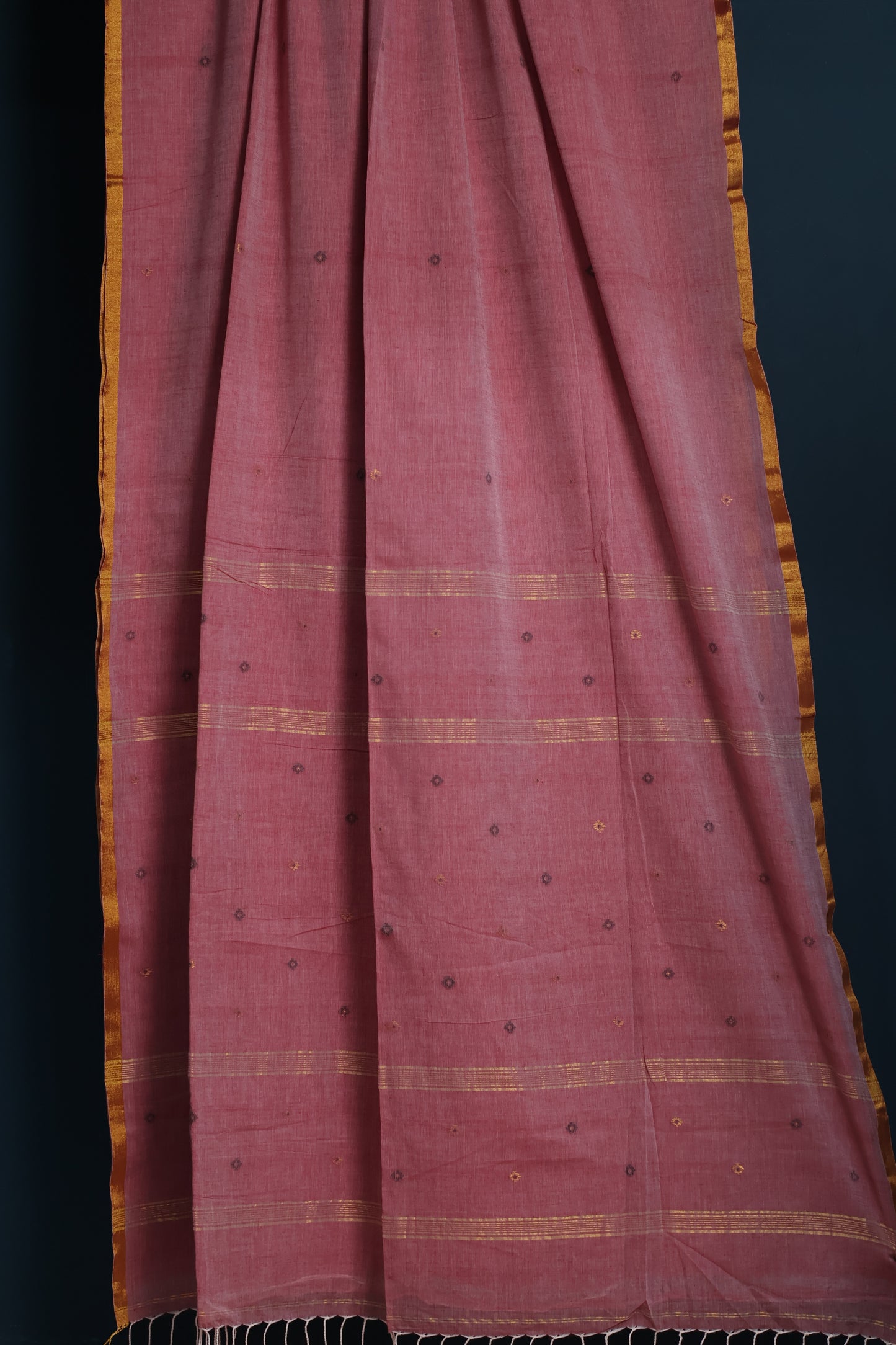 Pure Handwoven Mercerised Cotton Saree with Mina Jari Butta Weav