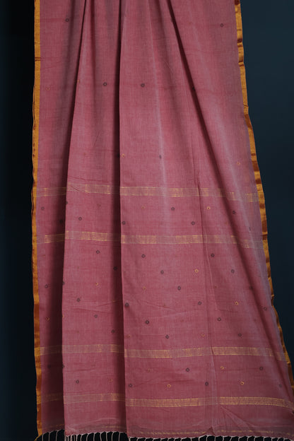Pure Handwoven Mercerised Cotton Saree with Mina Jari Butta Weav