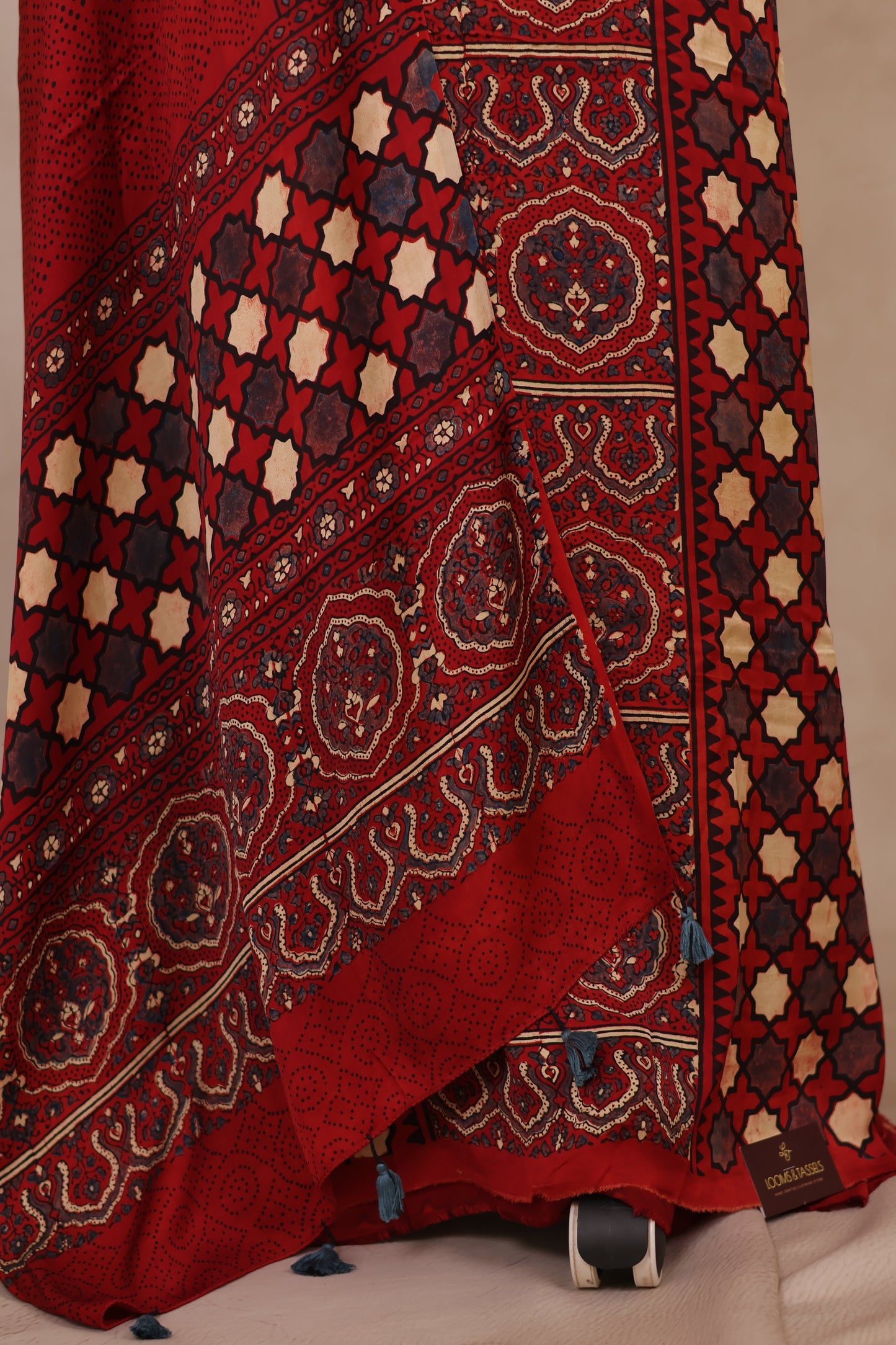 Ajrakh Handblock Printed Modal Silk 2 Piece Suit Set | Looms & Tassels