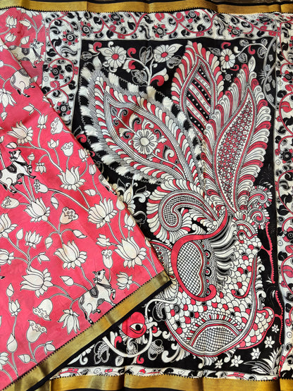 pichwai Nizam Border Kalamkari Silk Saree