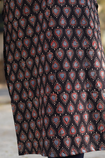 Black Ajrakh Hand Block Printed Kurti
