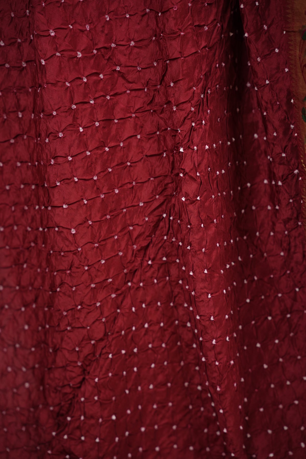 Maroon Handcrafted Bandhani Paithani Dola Silk Saree | Looms & Tassels