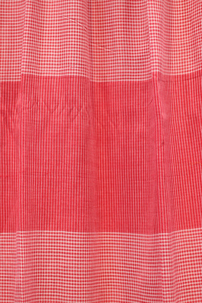 Checks Pure Handwoven Malai Cotton Saree