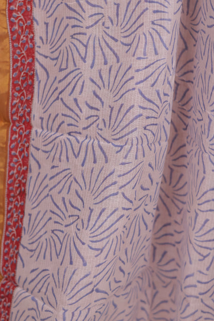 Pure Kota Doria Saree with Bagru Handblock Prints | Looms & Tassels