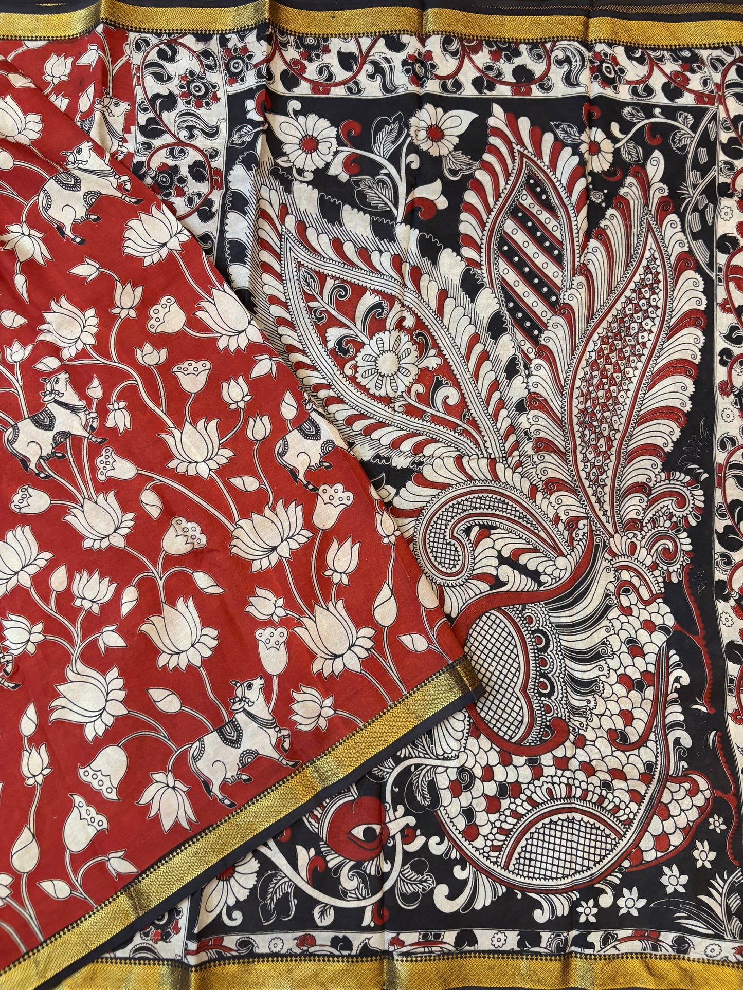 pichwai Nizam Border Kalamkari Silk Saree