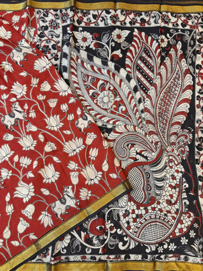 pichwai Nizam Border Kalamkari Silk Saree