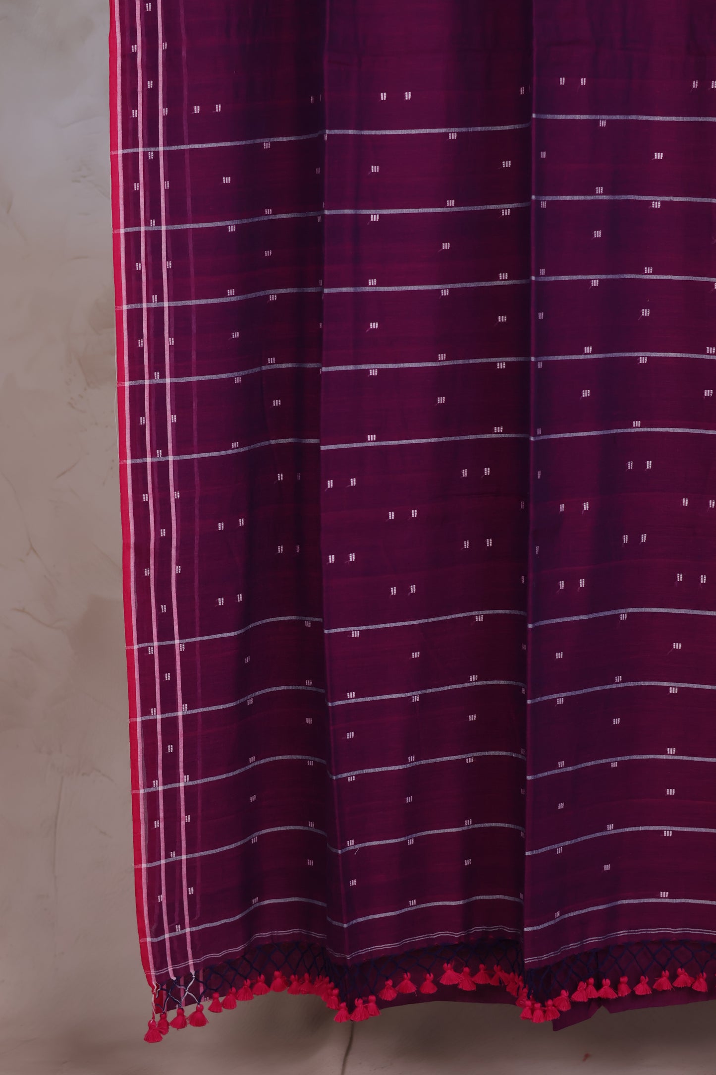 Malai Cotton Saree with Butta Weaving | Looms & Tassels
