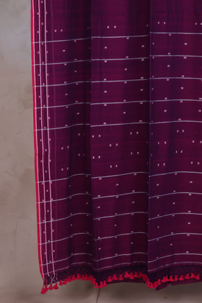Malai Cotton Saree with Butta Weaving | Looms & Tassels