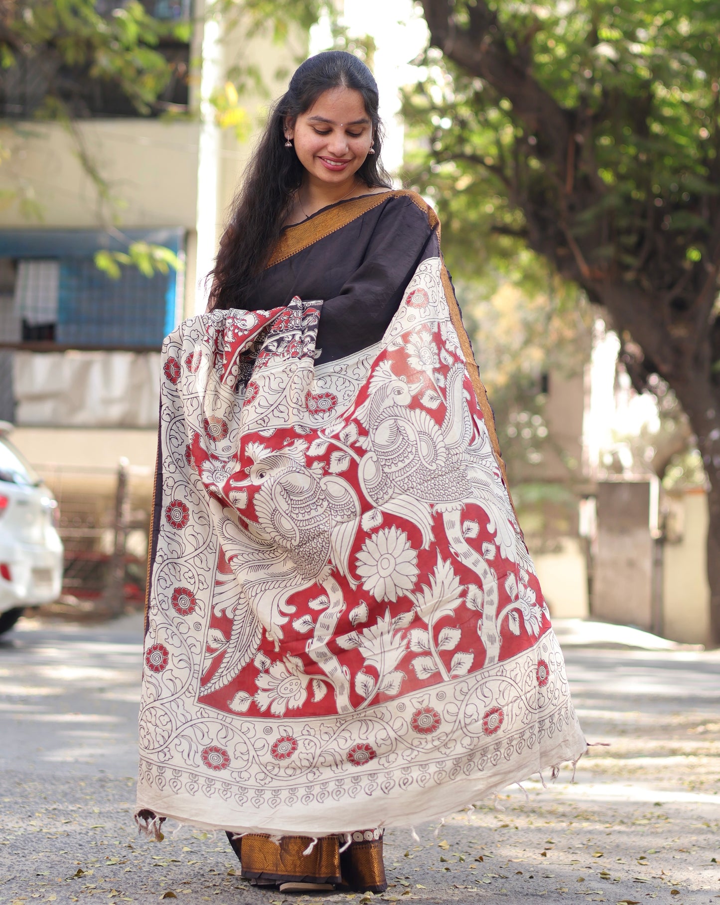 Black chennur silk Handcrafted Nizam Border Saree