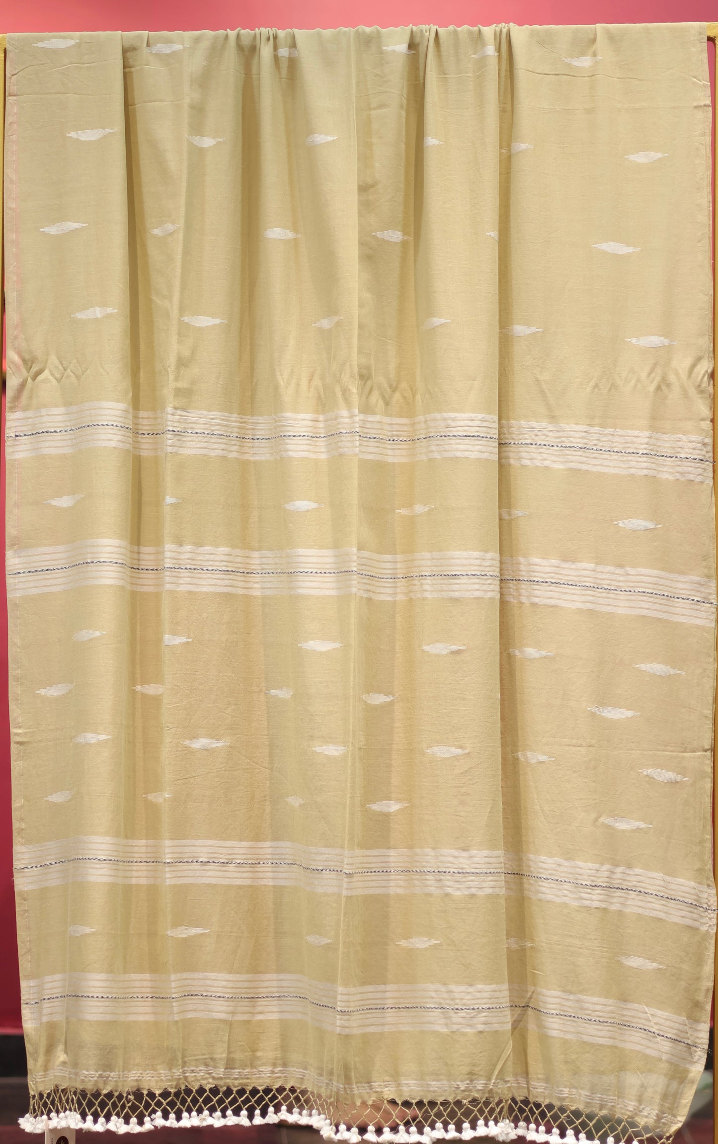 Pure Handwoven Malai Cotton Saree with Butta Weaving