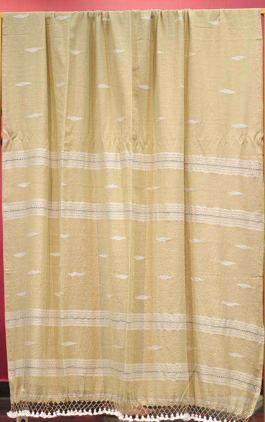 Pure Handwoven Malai Cotton Saree with Butta Weaving