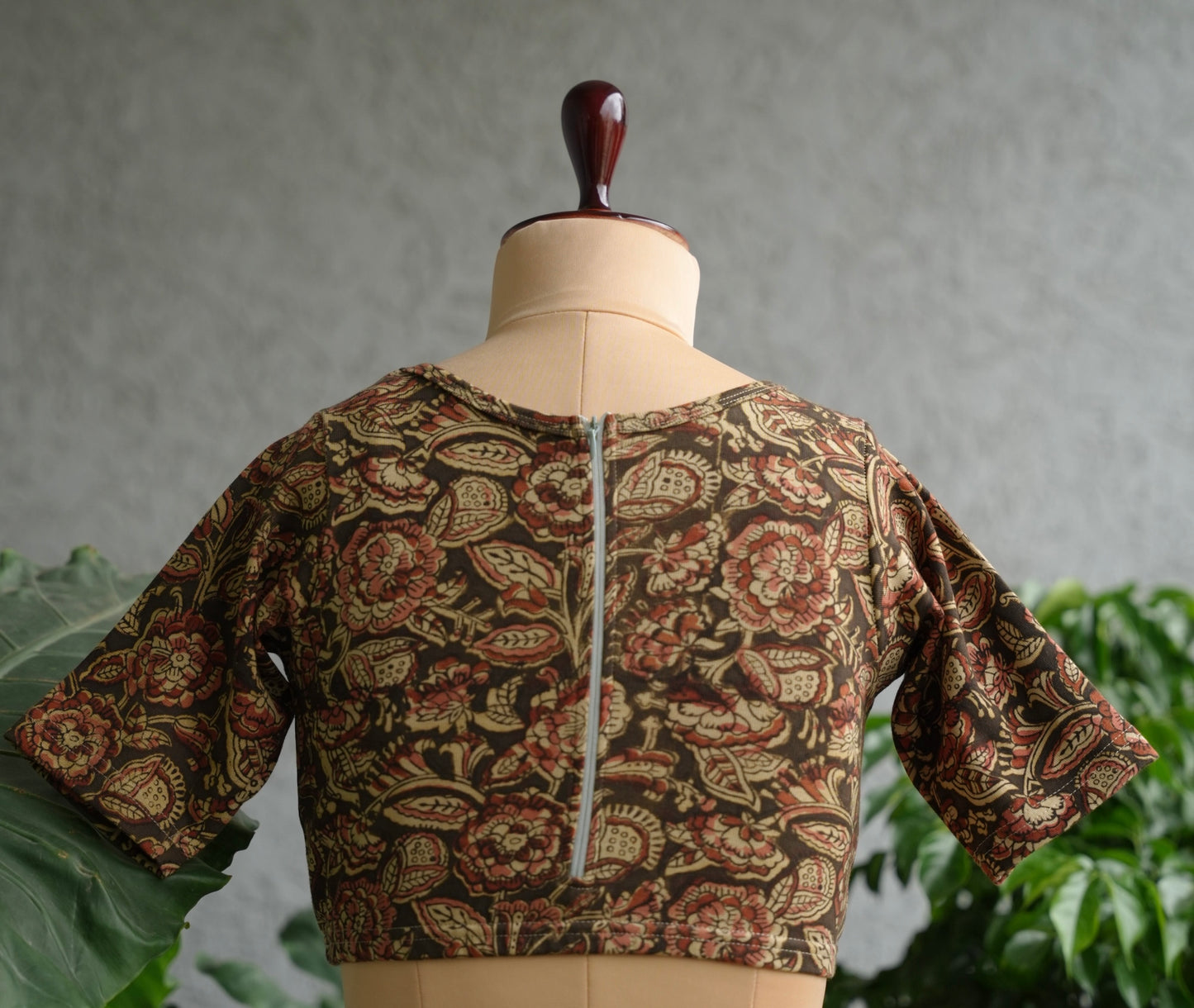 Neck Stretchable Hand block printed kalamkari blouse