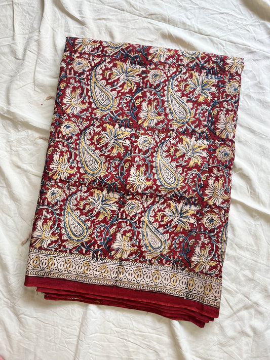 Hand block printed Kalamkari Silk Saree