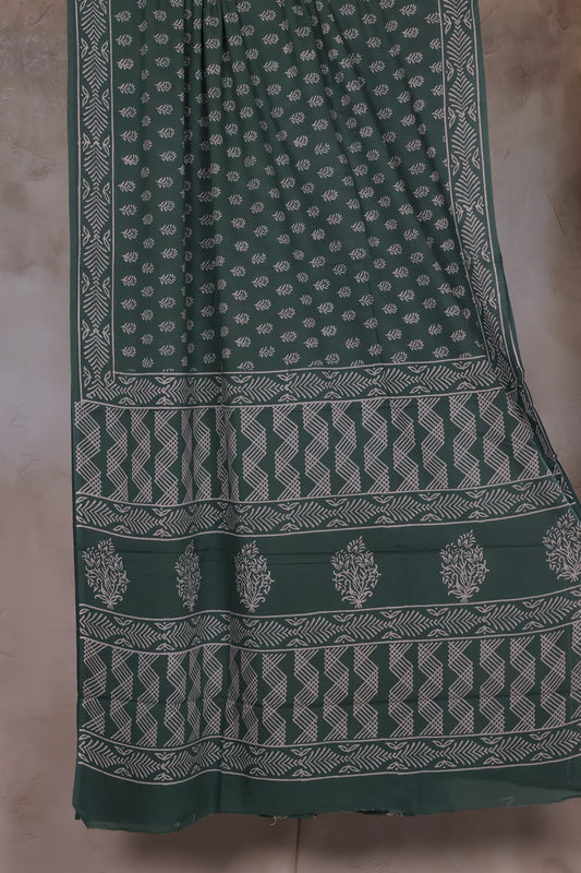 Bagru Handblock printed MulMul cotton saree
