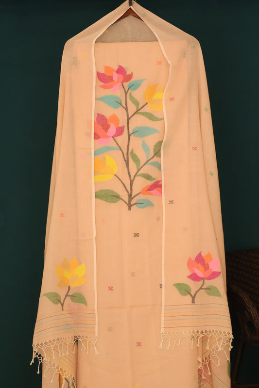 Handwoven Jamdhani pure Malai cotton 2 piece suit sets