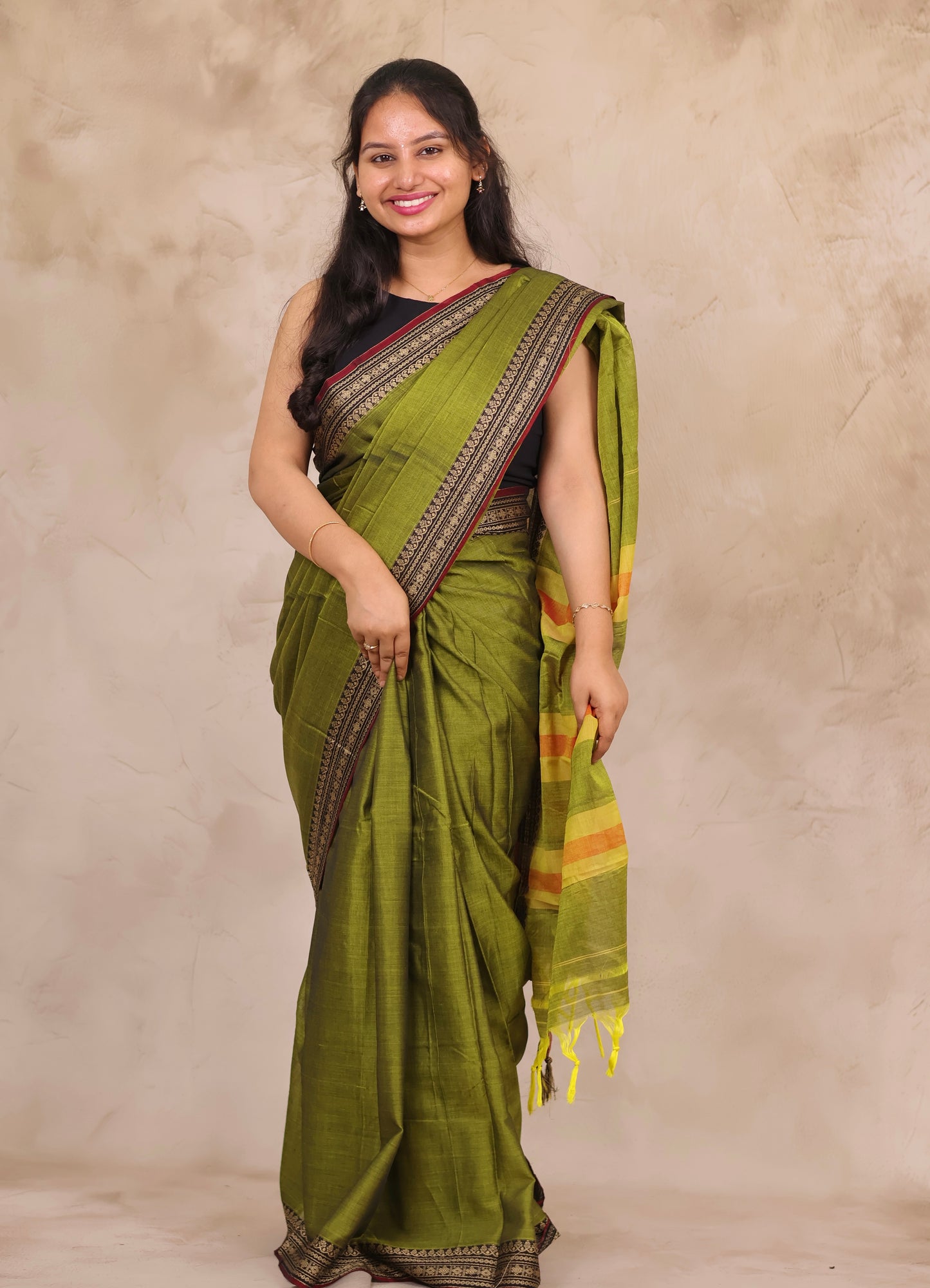 Green Narayanpet Cotton Saree | Looms & Tassels