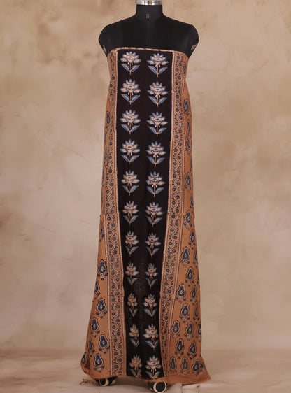 Maheswari Silk Cotton Ajrakh Handblock Printed 2 Piece Suit Set | Looms & Tassels