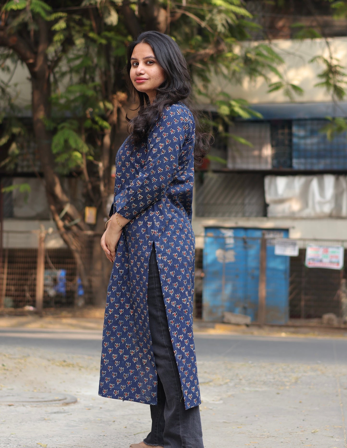Ajrakh Hand Block Printed Kurti | Looms & Tassels
