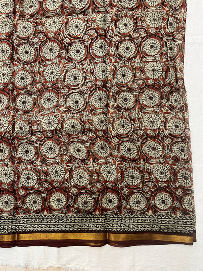Kalamkari Hand block printed Kota Doriya Saree