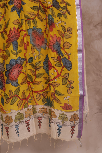 Pen Kalamkari Mangalagiri silk Dupatta