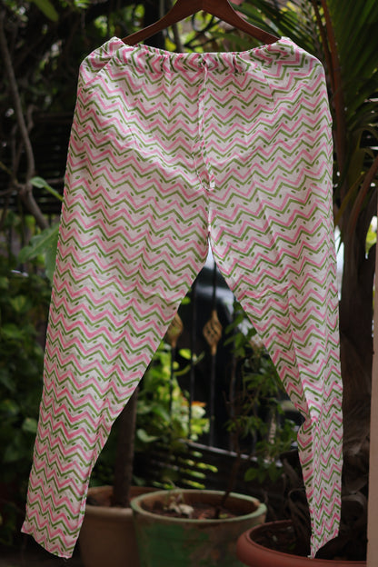 Pastel Handblock printed Pure Mul Cotton with Kota Doria Duppata 3 piece suit (stitched)